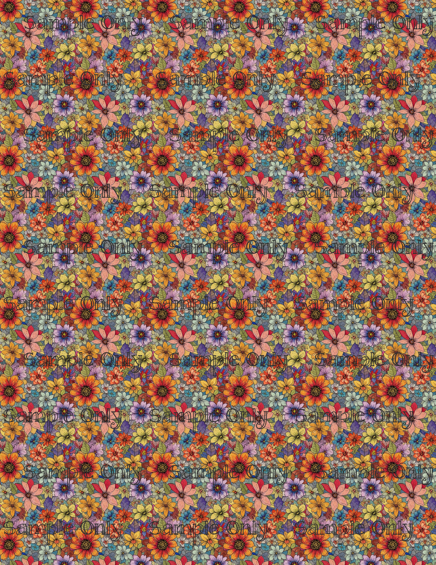 Nostalgic Muted Blooms Floral Pattern Image Transfer Sheet For Polymer Clay