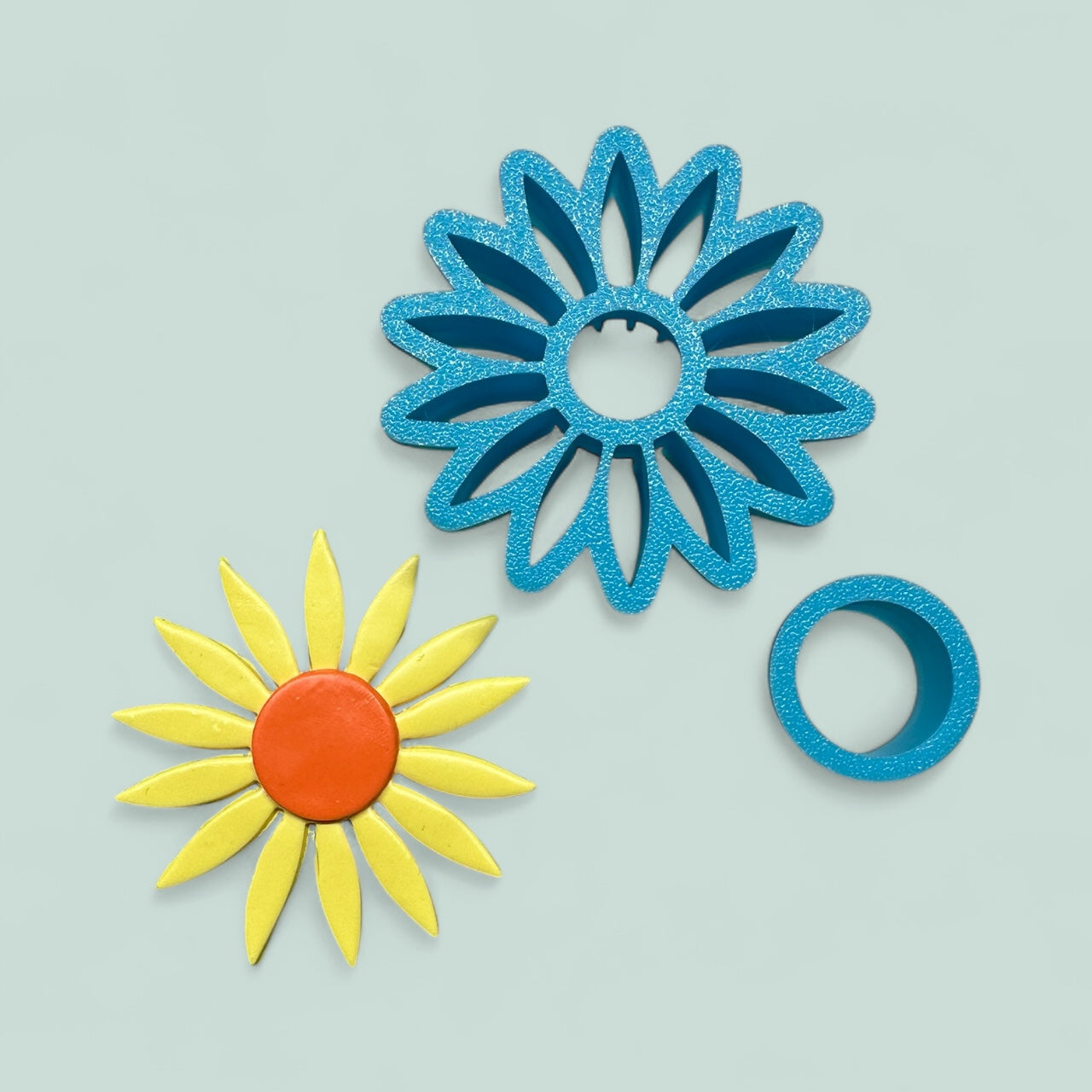 2pc Daisy Flower and Center Cutter Set Polymer Clay Cutter 4 Sizes You Choose