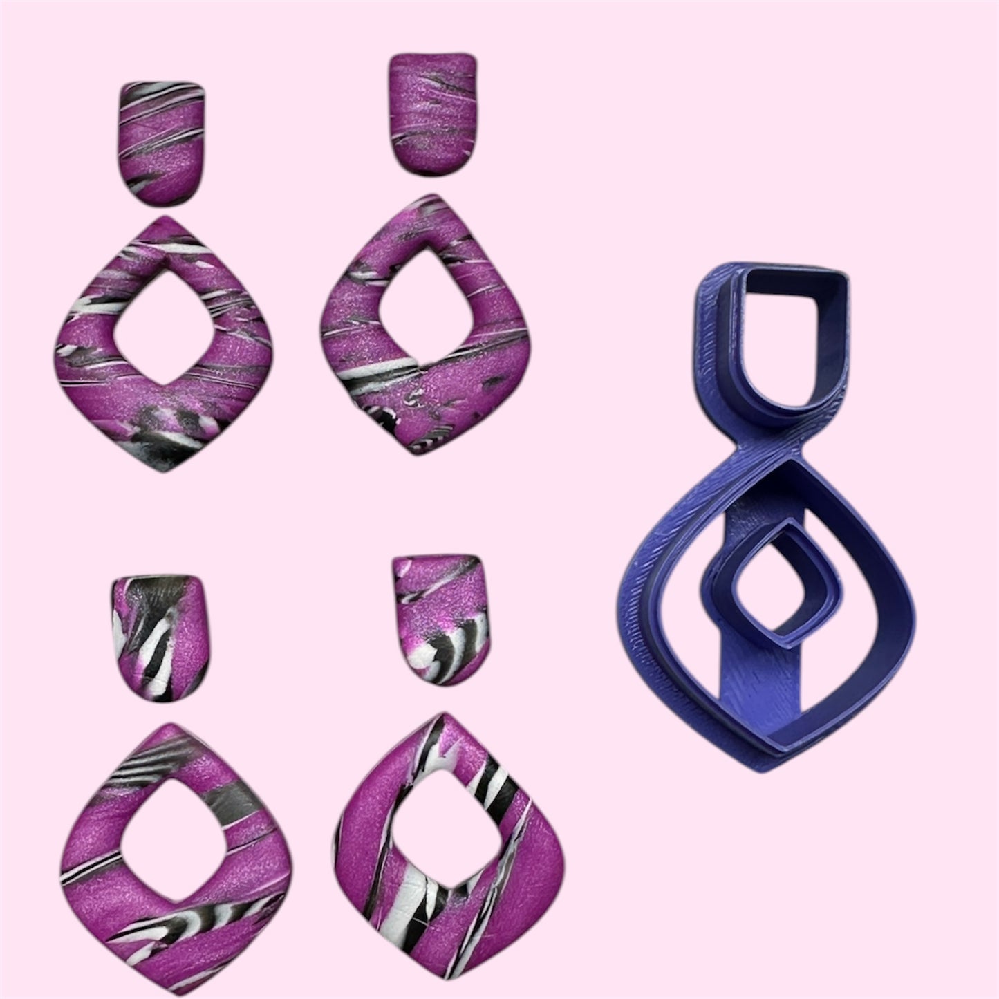 Retro Drop Hoop Duo Polymer Clay Cutter Set 11 Sizes You Choose
