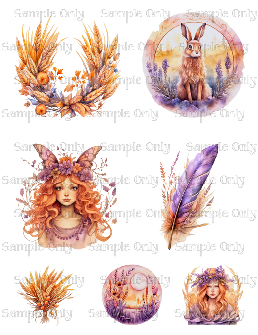3.5 Inch Pagan Festival Set-03 Image Sheet For Polymer Clay Transfer Decal DIGITAL FILE OR PRINTED