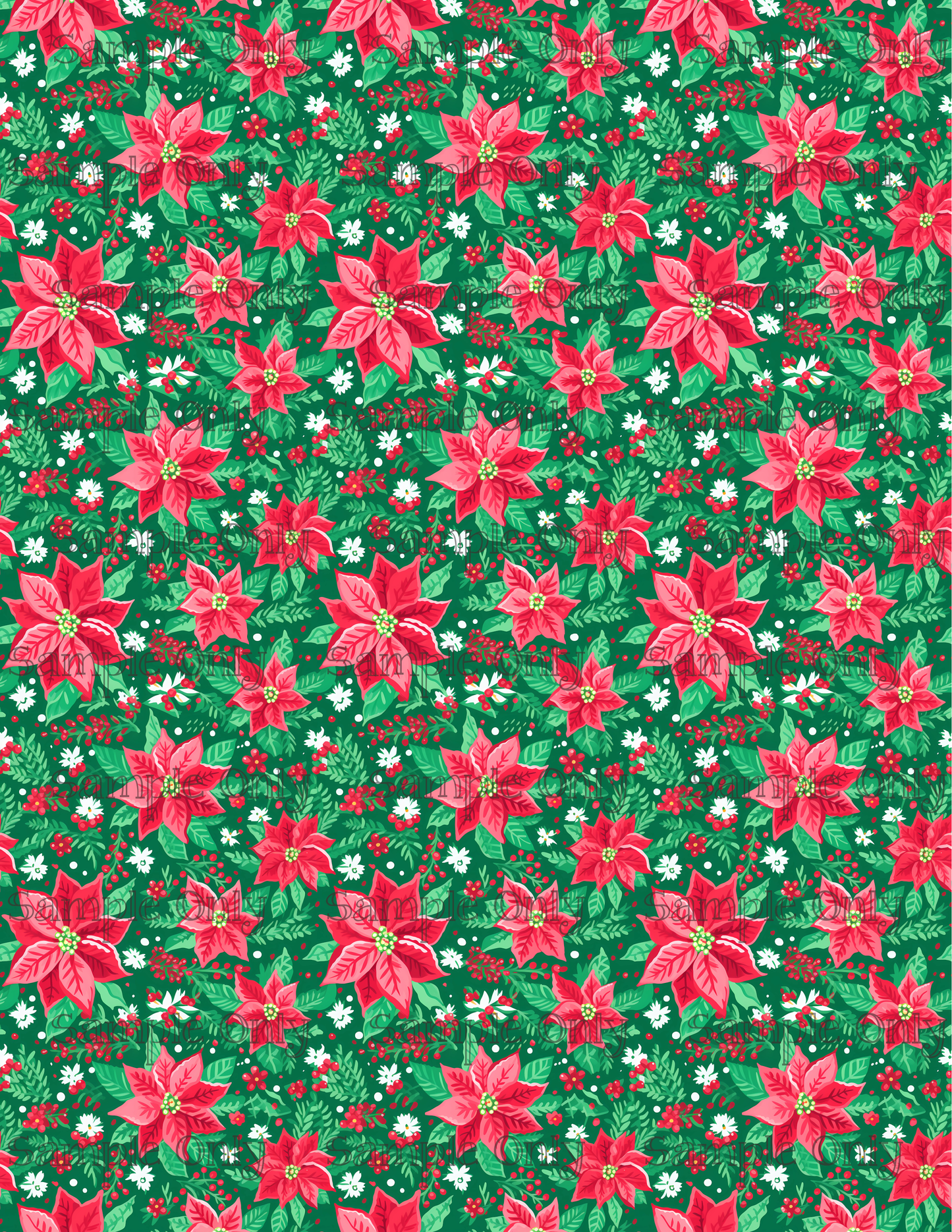 Painterly Poinsettia Pattern Image Sheet For Polymer Clay Transfer Decal DIGITAL FILE OR PRINTED