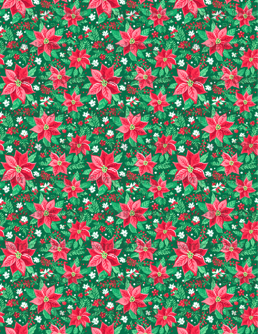 Painterly Poinsettia Pattern Image Sheet For Polymer Clay Transfer Decal DIGITAL FILE OR PRINTED