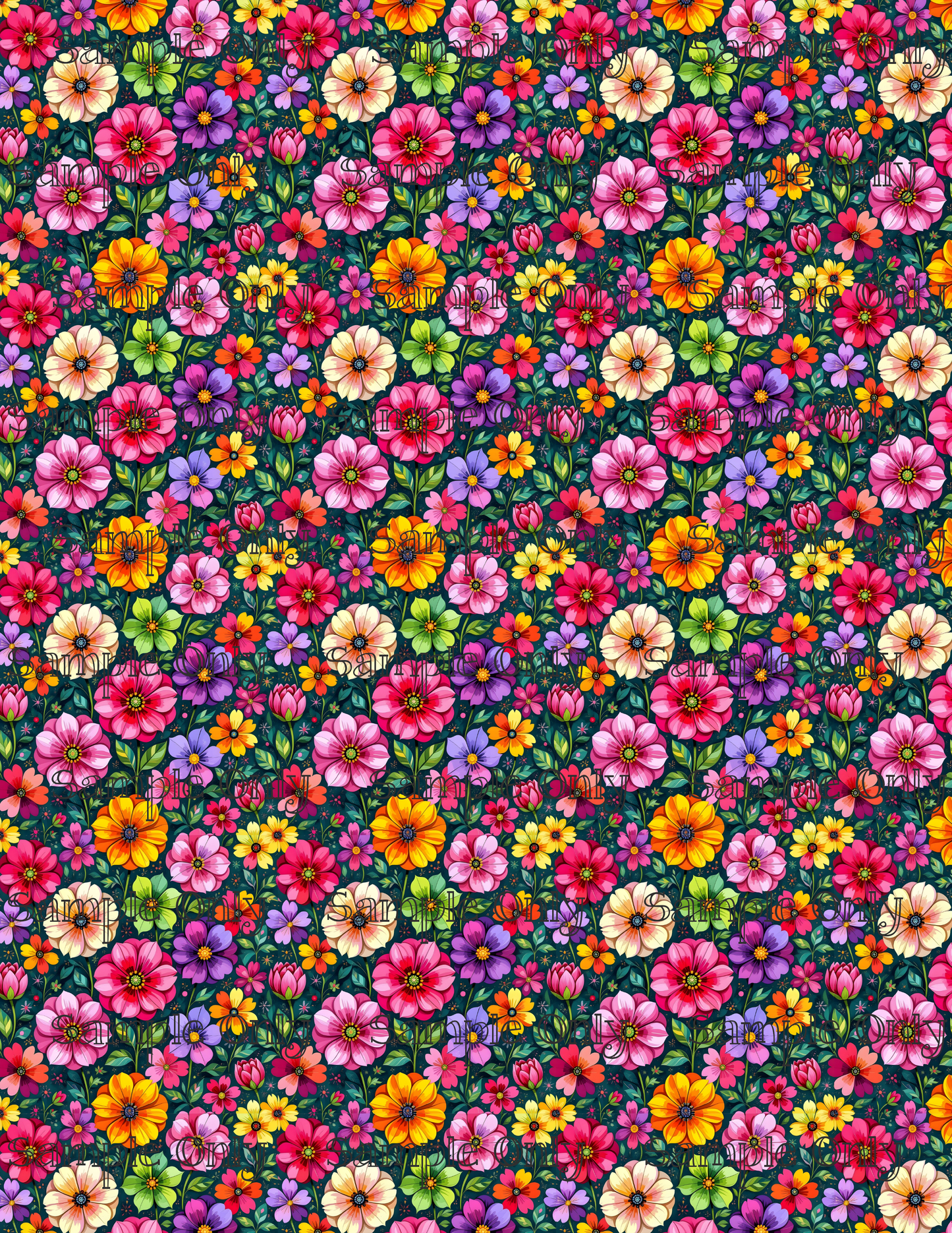 Petite Blossoms Floral Pattern Set 1 Image Transfer Sheet For Polymer Clay