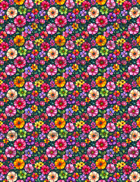 Petite Blossoms Floral Pattern Set 1 Image Transfer Sheet For Polymer Clay