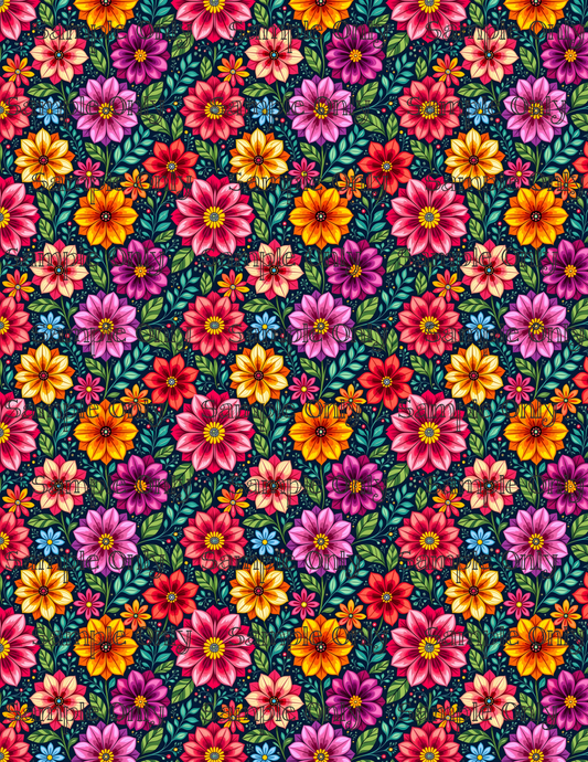 Petite Blossoms Floral Pattern Set 2 Image Transfer Sheet For Polymer Clay
