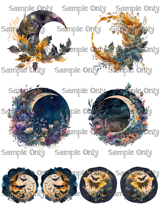 3.5 Inch Phases Of The Moon Set-01 Image Sheet For Polymer Clay Transfer Decal DIGITAL FILE OR PRINTED