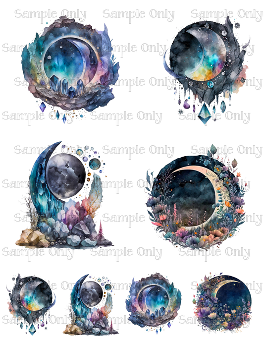 3.5 Inch Phases Of The Moon Set-03 Image Sheet For Polymer Clay Transfer Decal DIGITAL FILE OR PRINTED