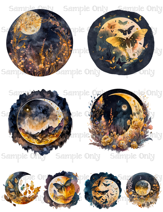 3.5 Inch Phases Of The Moon Set-05 Image Sheet For Polymer Clay Transfer Decal DIGITAL FILE OR PRINTED