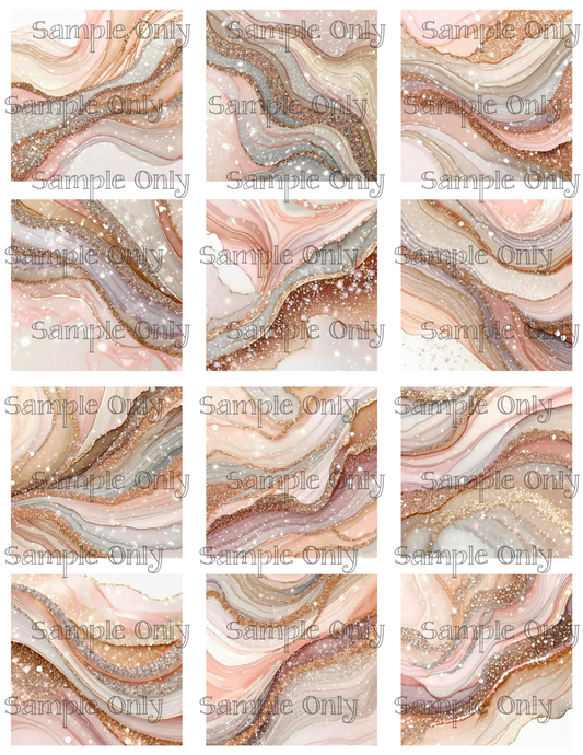 Pink and Sand Faux Ink 2 Inch Image Transfer Sheet For Polymer Clay