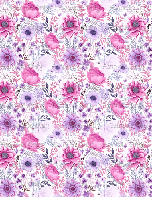 Pink and Purple Flower Pattern Set-02 Image Sheet For Polymer Clay Transfer Decal DIGITAL FILE OR PRINTED