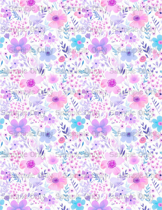 Pink Purple And Blue Flower Pattern Set-09 Image Sheet For Polymer Clay Transfer Decal DIGITAL FILE OR PRINTED