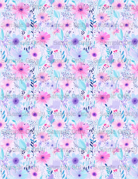 Pink Purple And Blue Flower Pattern Set-10 Image Sheet For Polymer Clay Transfer Decal DIGITAL FILE OR PRINTED