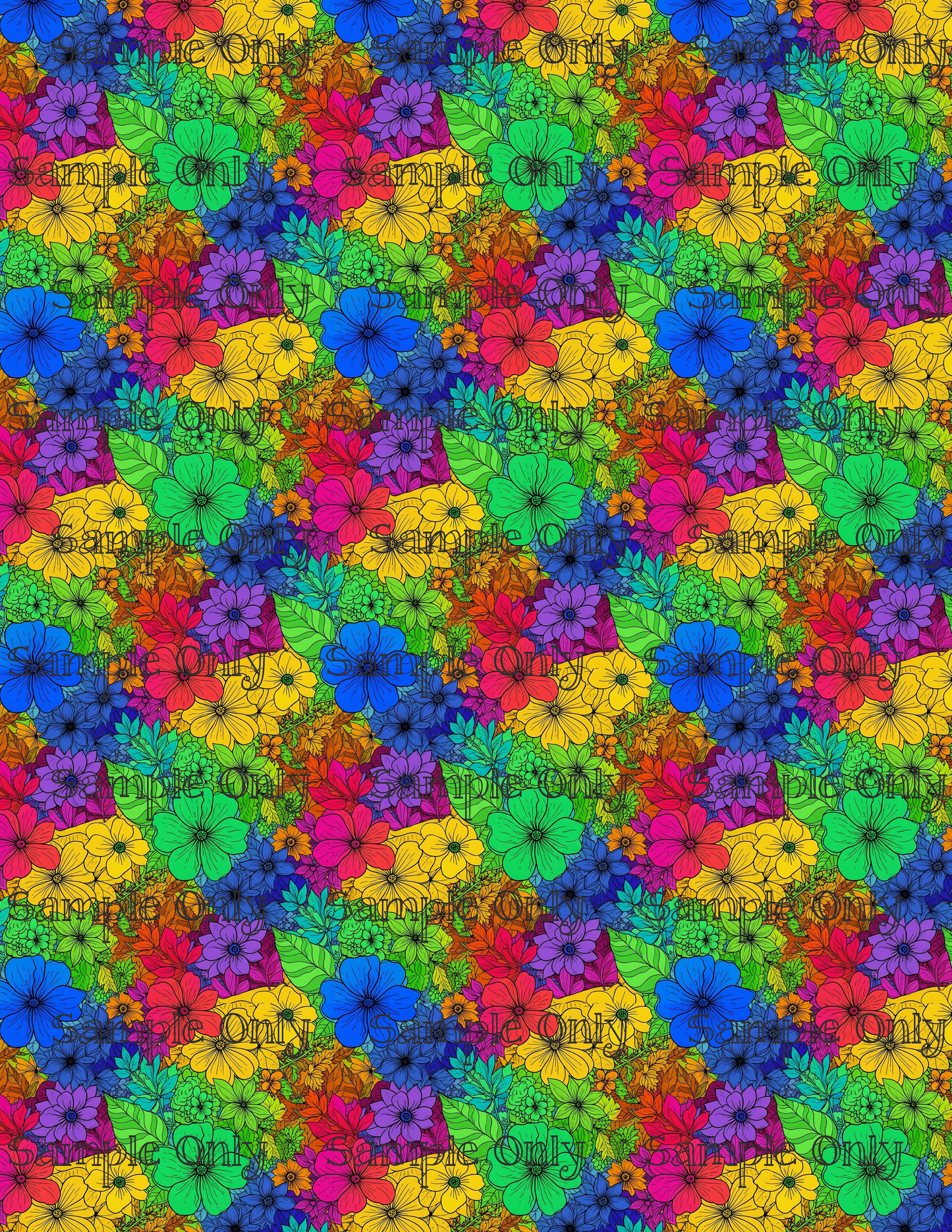 Pop Art Flowers Pattern Set 2 Image Transfer Sheet For Polymer Clay