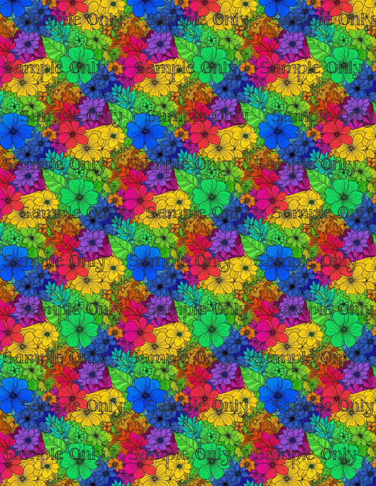 Pop Art Flowers Pattern Set 2 Image Transfer Sheet For Polymer Clay