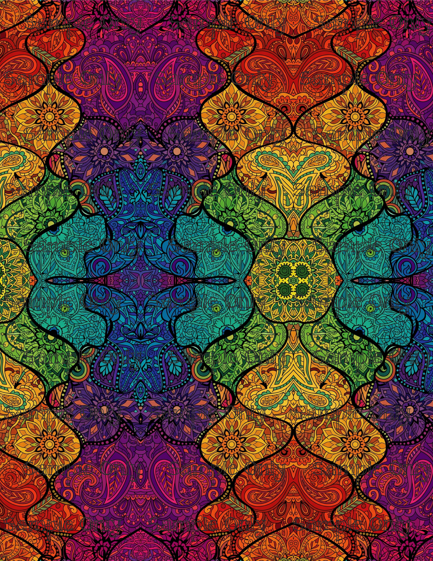Rainbow Boho Tapestry Pattern Set 2 Pattern Image Transfer Sheet For Polymer Clay