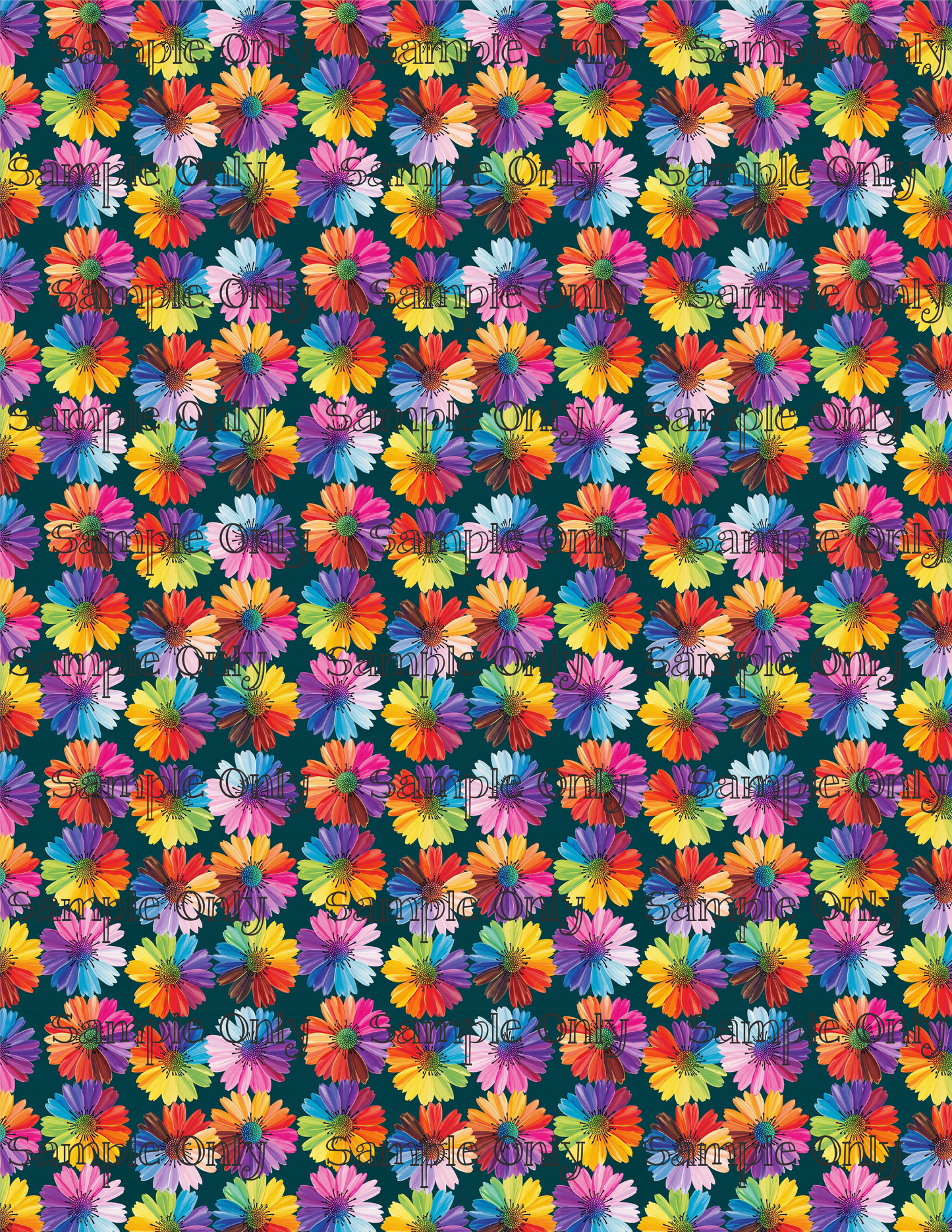 Rainbow Daisy Flowers Pattern Image Transfer Sheet For Polymer Clay