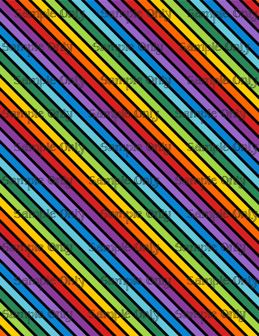 Rainbow and Black Diagonal Stripes Pattern Image Sheet For Polymer Clay Transfer Decal DIGITAL FILE OR PRINTED
