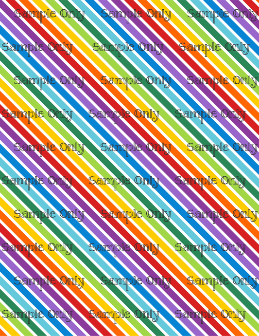 Rainbow and White Diagonal Stripes Pattern Image Sheet For Polymer Clay Transfer Decal DIGITAL FILE OR PRINTED