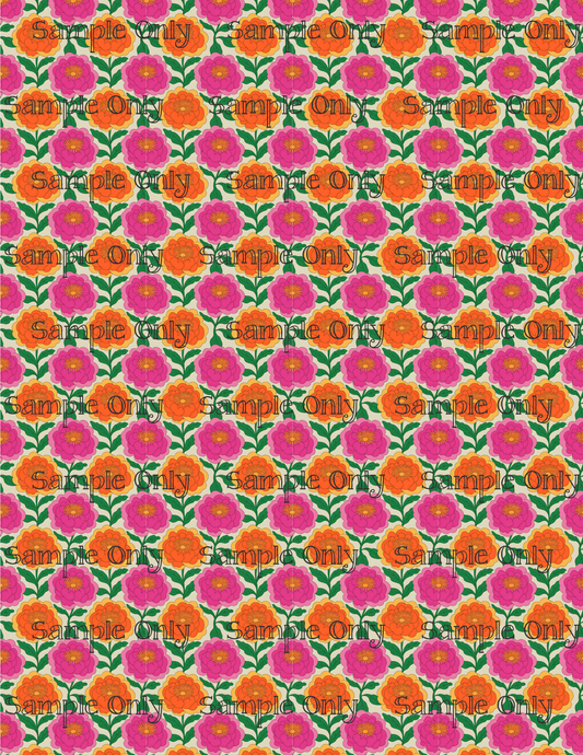 Retro Peony Flowers Pattern Image Transfer Sheet For Polymer Clay