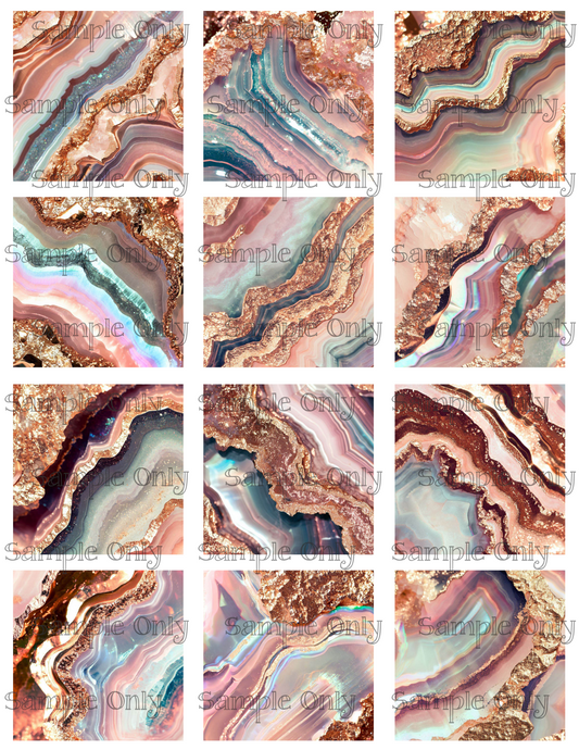 Rose Gold Geode Agate Stone 2.5 Inch Image Transfer Sheet For Polymer Clay