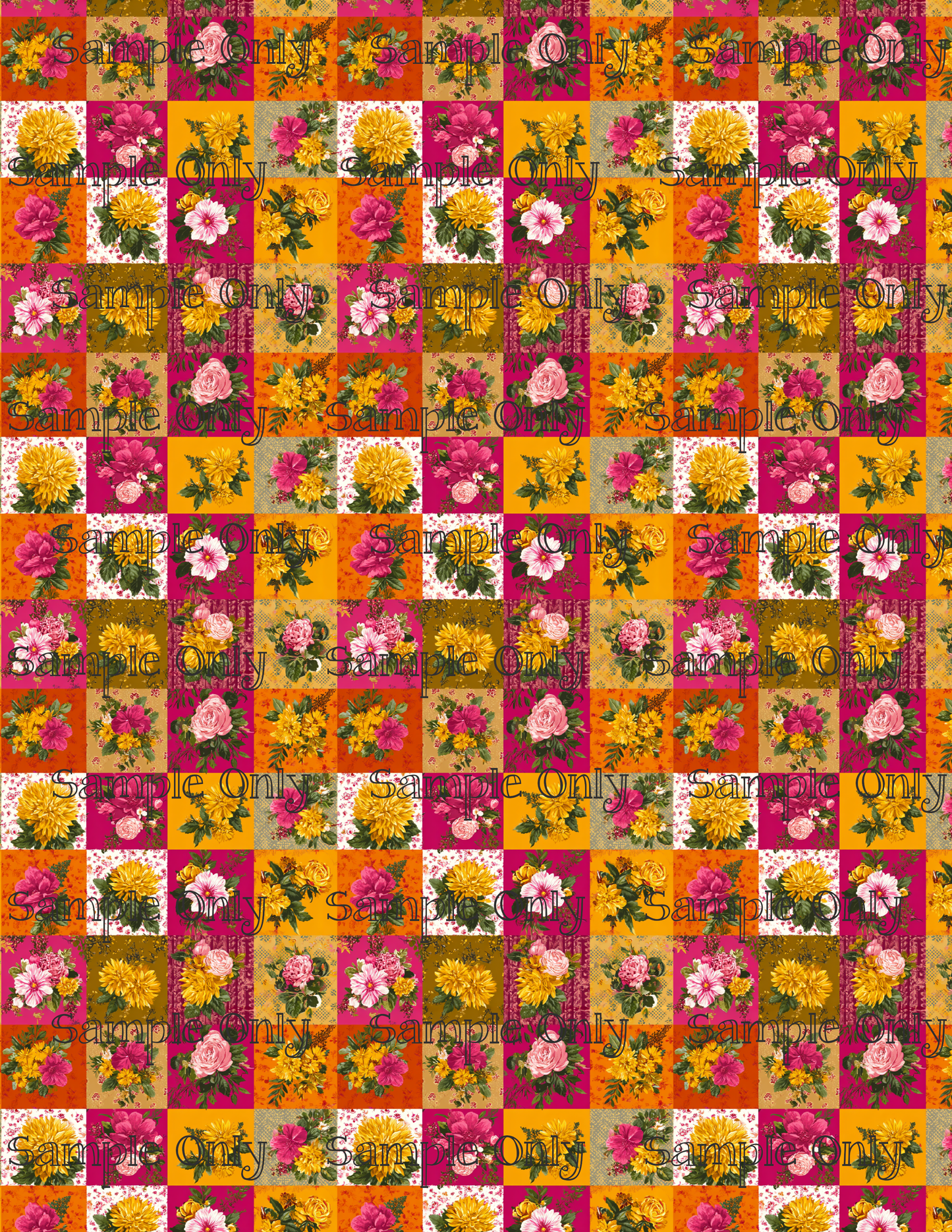 Rose and Dandelion Tiles Pattern Image Transfer Sheet For Polymer Clay