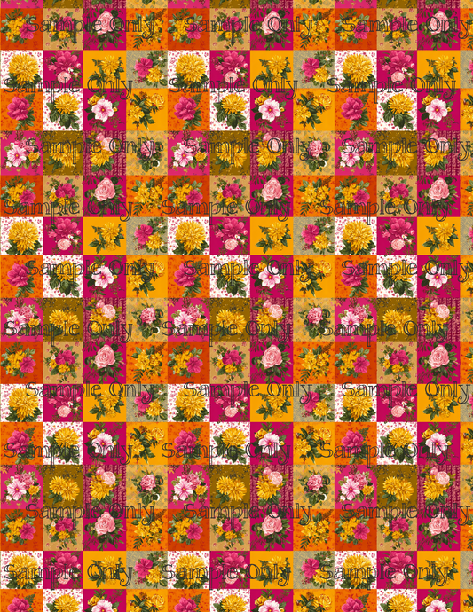 Rose and Dandelion Tiles Pattern Image Transfer Sheet For Polymer Clay