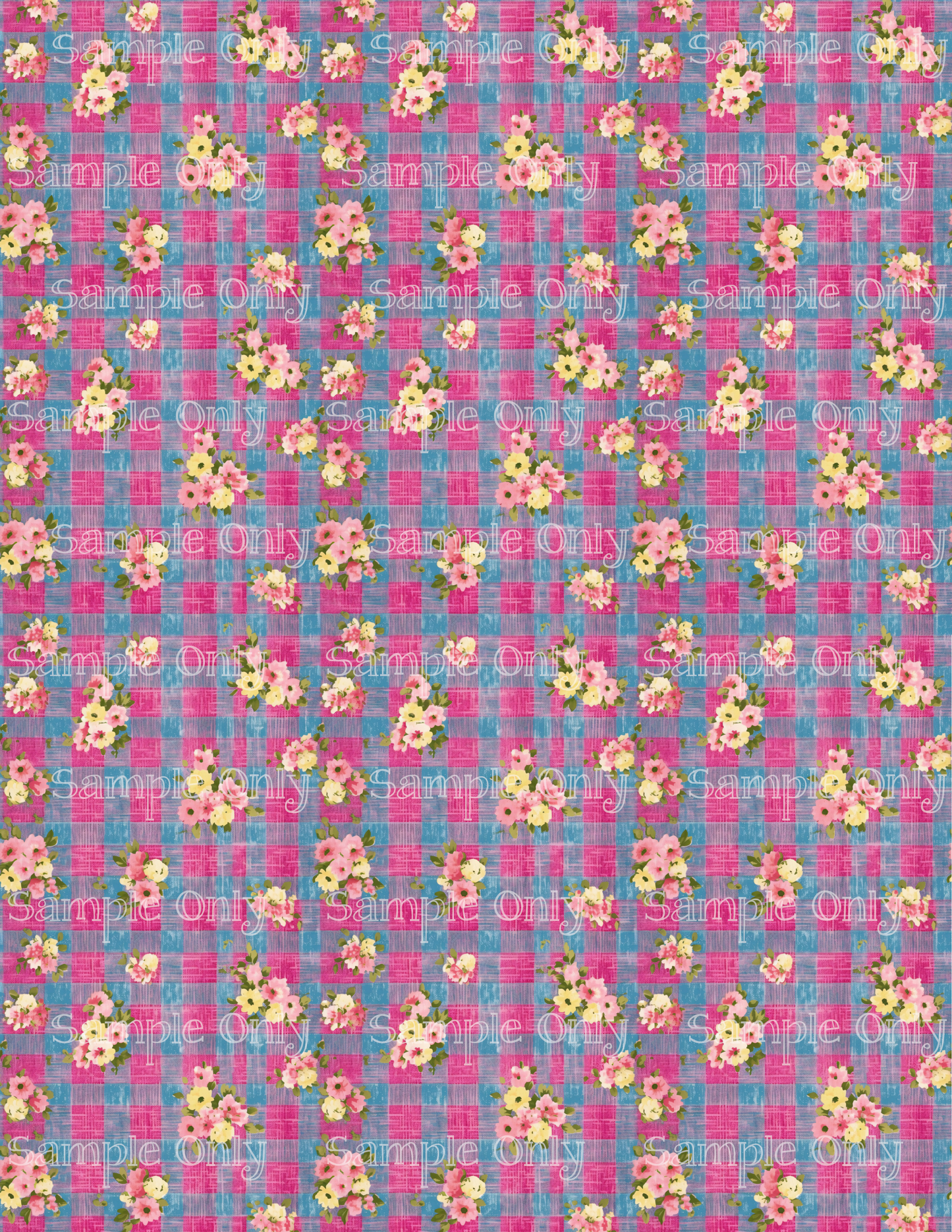 Easter Plaid and Floral Pattern Image Sheet For Polymer Clay Transfer Decal DIGITAL FILE OR PRINTED