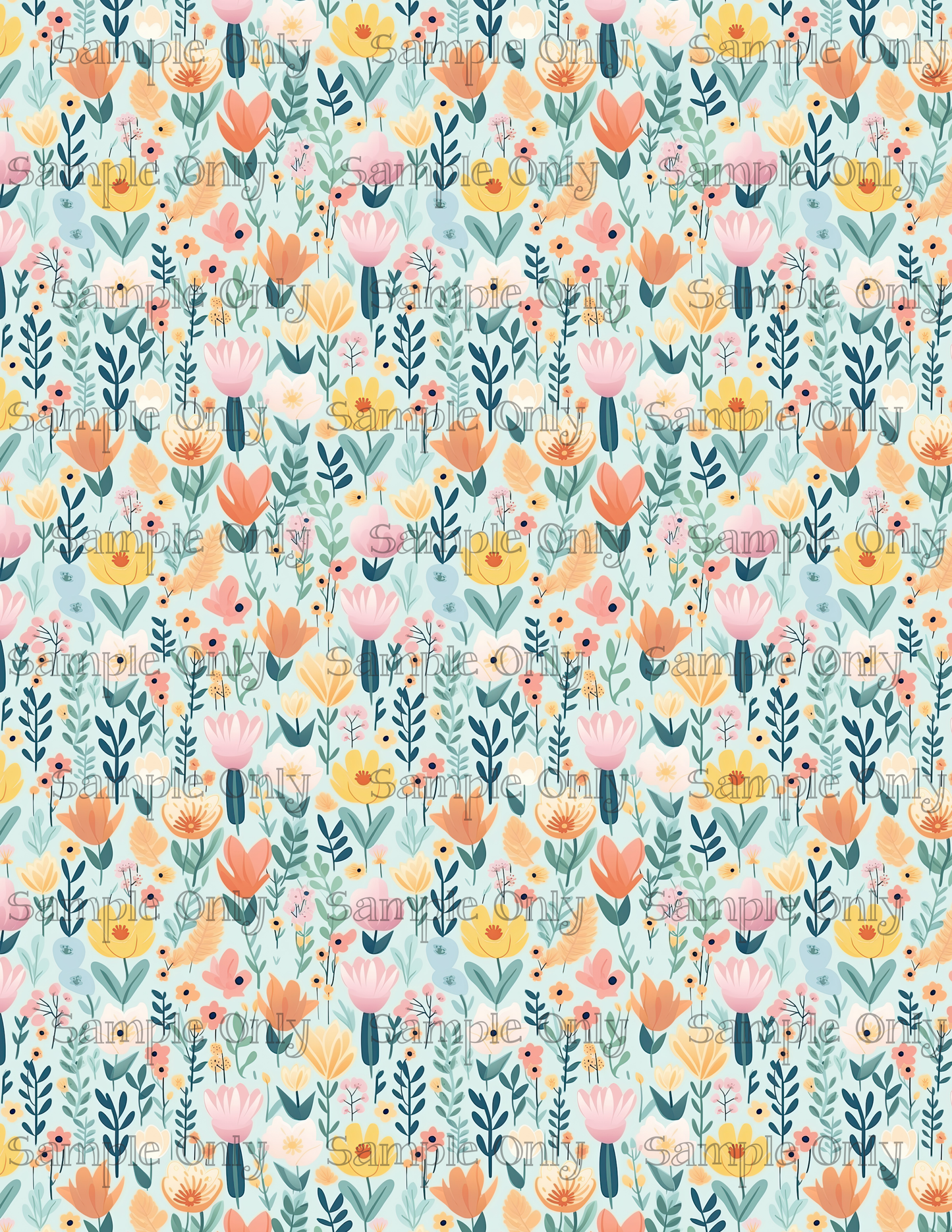 Pastel Spring Floral Set-02 Pattern Image Sheet For Polymer Clay Transfer Decal DIGITAL FILE OR PRINTED