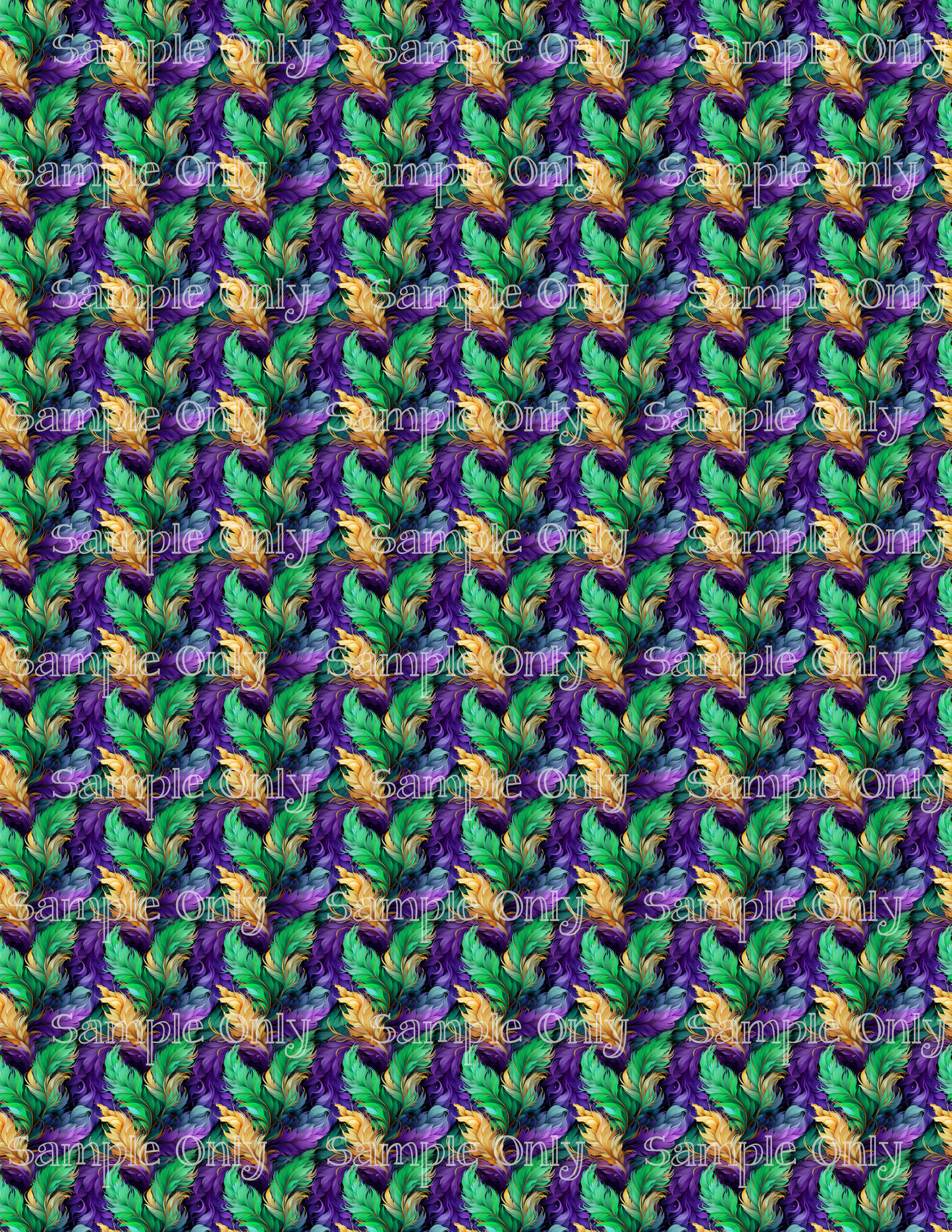 Mardi Gras Feather Pattern Image Sheet For Polymer Clay Transfer Decal DIGITAL FILE OR PRINTED