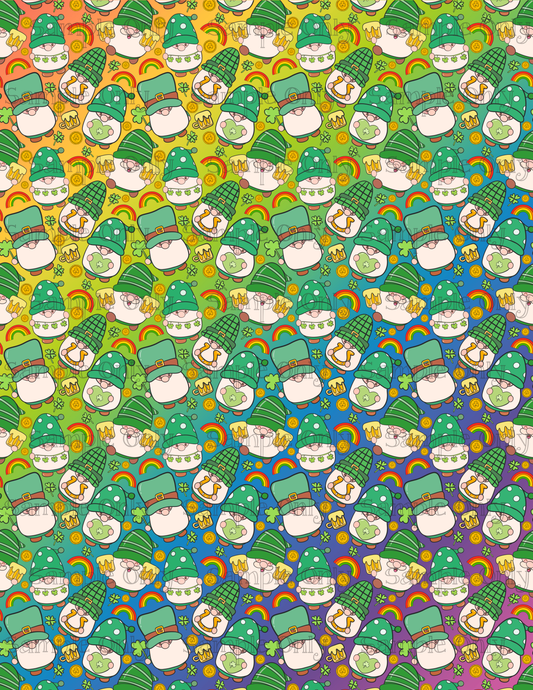 St. Patrick's Day Rainbow Gnome Set-02 Pattern Image Sheet For Polymer Clay Transfer Decal DIGITAL FILE OR PRINTED