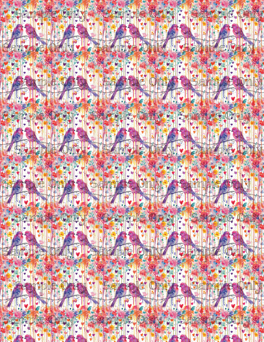 Lovebirds Pattern Image Sheet Set-01 For Polymer Clay Transfer Decal DIGITAL FILE OR PRINTED