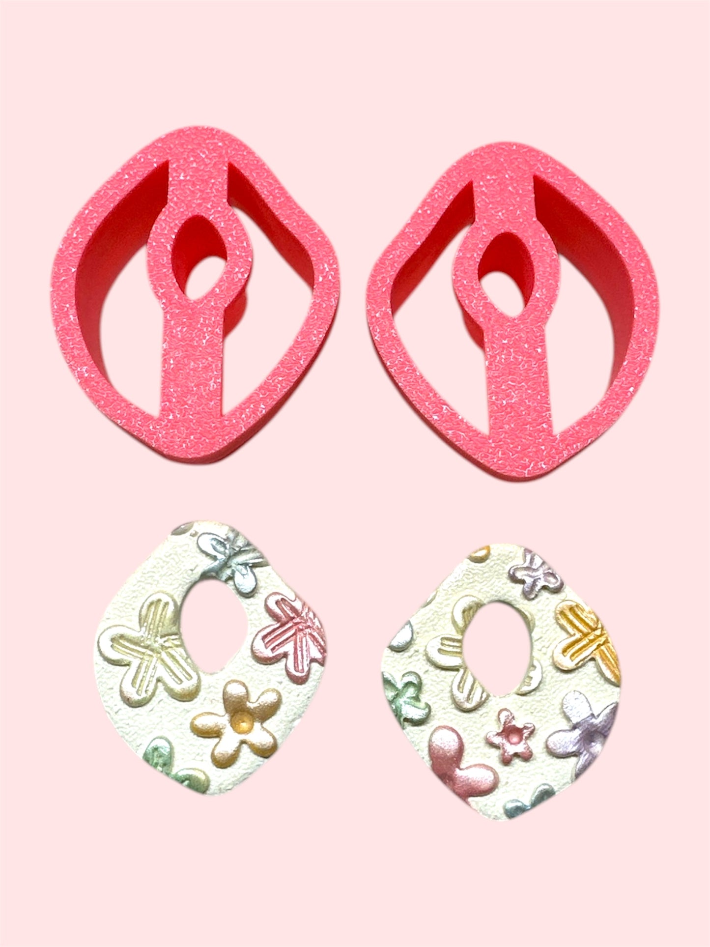2pc Abstract Open Diamond Polymer Clay Cutter 8 Sizes You Choose