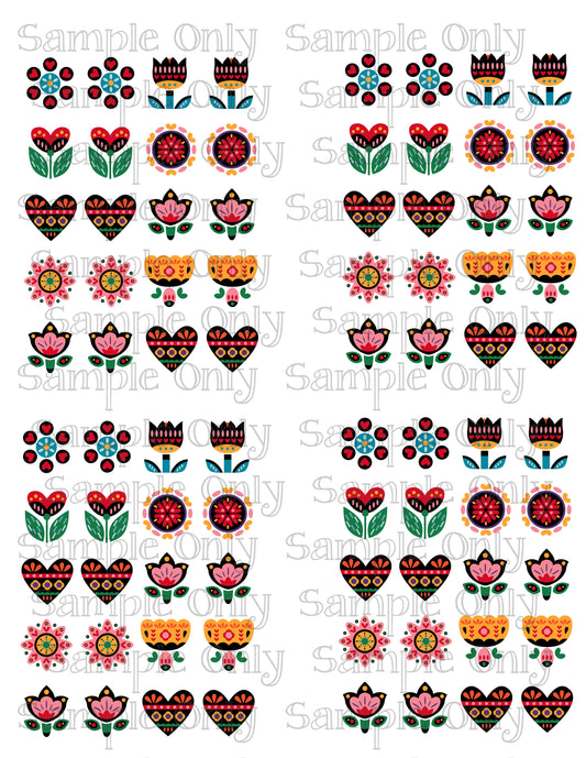Scandinavian Floral Image Sheet For Polymer Clay Transfer Decal DIGITAL FILE OR PRINTED