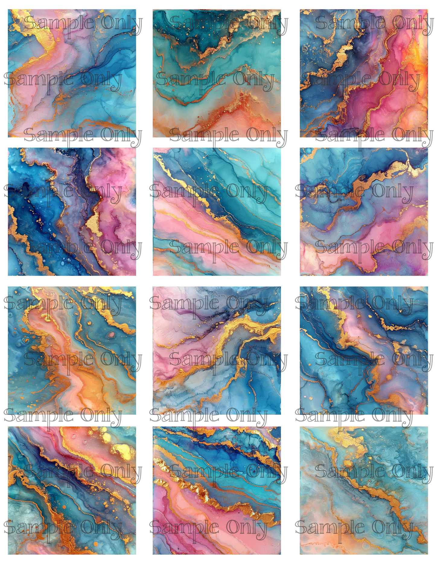 Seafoam Sunset Faux Ink 2 Inch Image Transfer Sheet For Polymer Clay