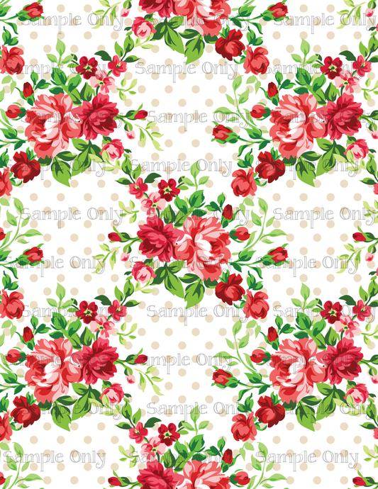 Shabby Valentine Floral Pattern Image Sheet For Polymer Clay Transfer Decal DIGITAL FILE OR PRINTED