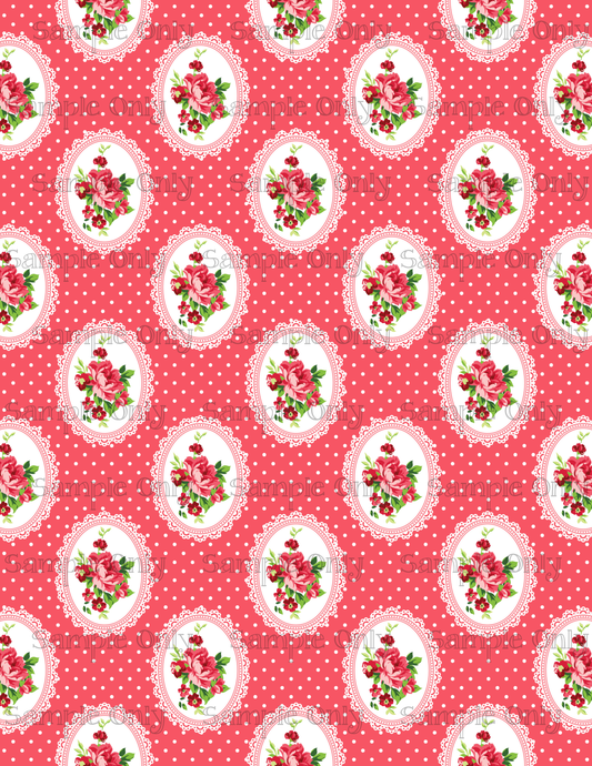 Shabby Valentine Oval Floral Cameo Pattern Image Sheet For Polymer Clay Transfer Decal DIGITAL FILE OR PRINTED