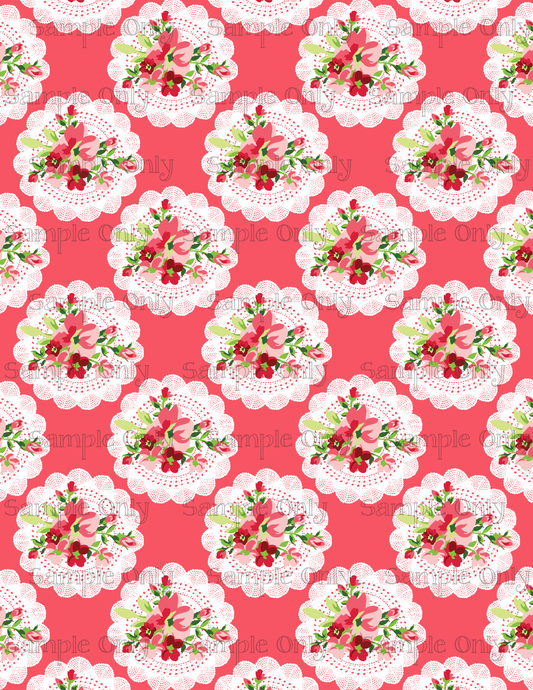 Shabby Valentine Round Floral Cameo Pattern Image Sheet For Polymer Clay Transfer Decal DIGITAL FILE OR PRINTED