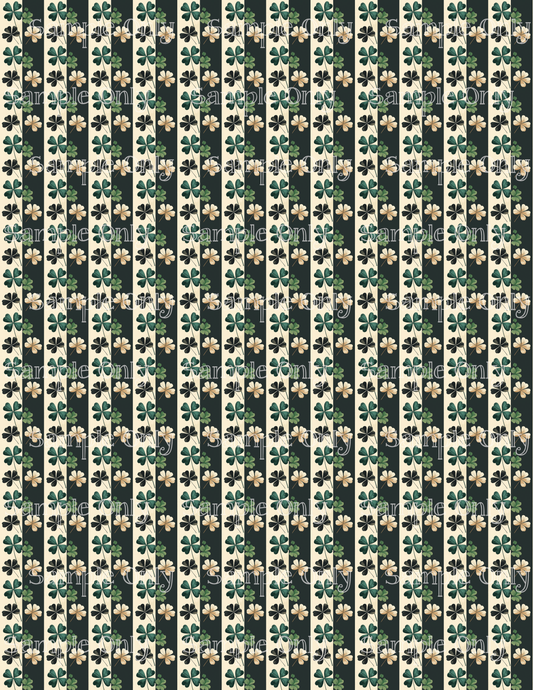 St. Patrick's Day Shamrock Stripe Pattern Image Sheet For Polymer Clay Transfer Decal DIGITAL FILE OR PRINTED