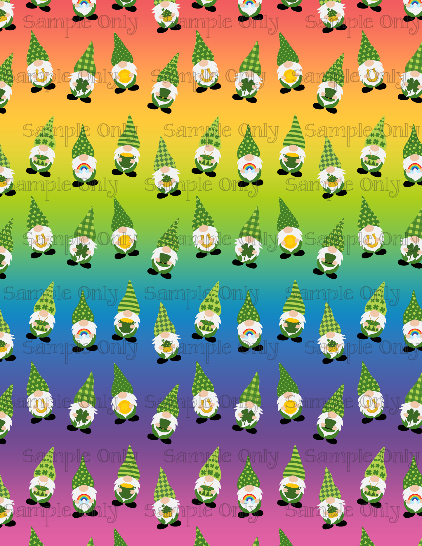 St. Patrick's Day Rainbow Gnome Set-01 Pattern Image Sheet For Polymer Clay Transfer Decal DIGITAL FILE OR PRINTED