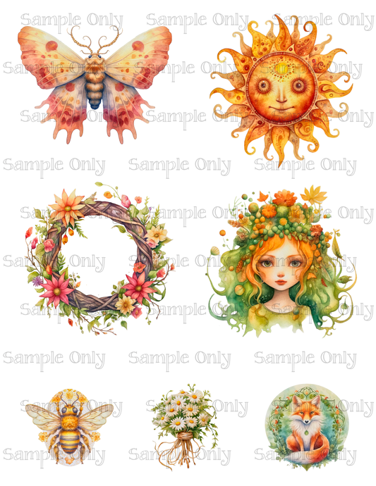 3.5 Inch Summer Solstice Set-04 Image Sheet For Polymer Clay Transfer Decal DIGITAL FILE OR PRINTED