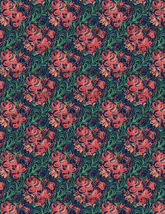 Swirled Flowers Pattern Image Transfer Sheet For Polymer Clay