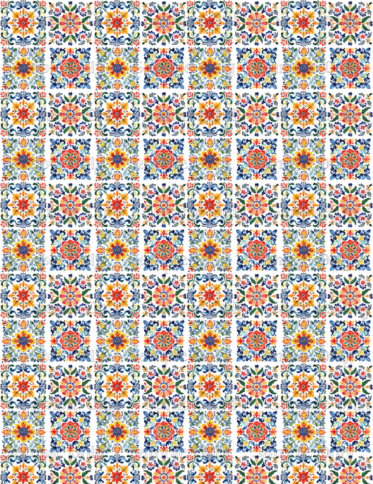 Talavera Pottery Colorful Tiles Pattern Style 2 Image Sheet For Polymer Clay Transfer Decal DIGITAL FILE OR PRINTED