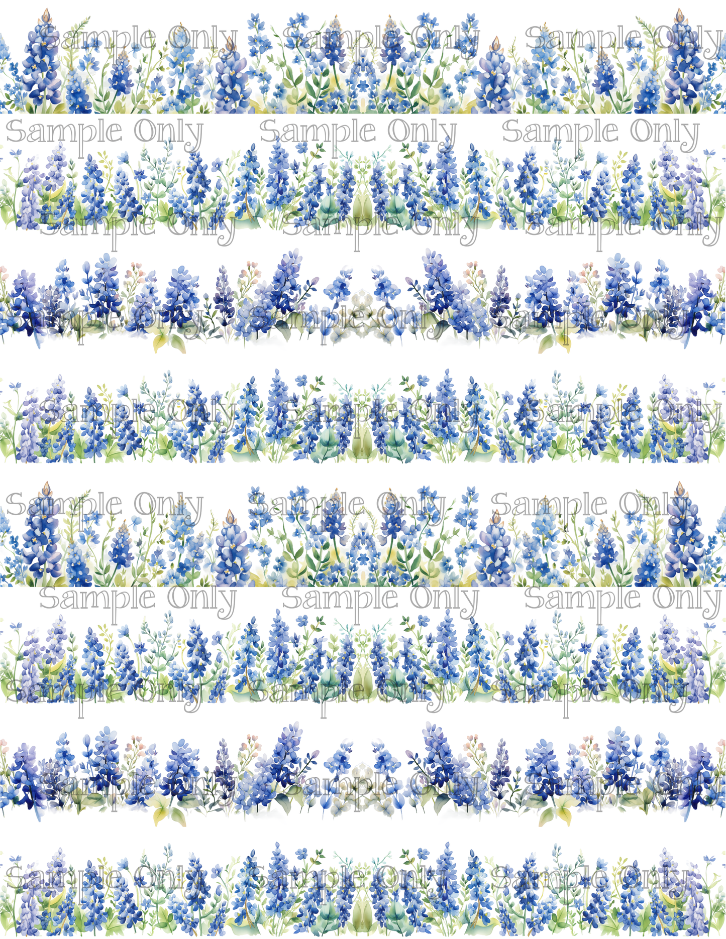 Texas State Bluebonnet Flowers Border Pattern Image Sheet For Polymer Clay Transfer Decal DIGITAL FILE OR PRINTED