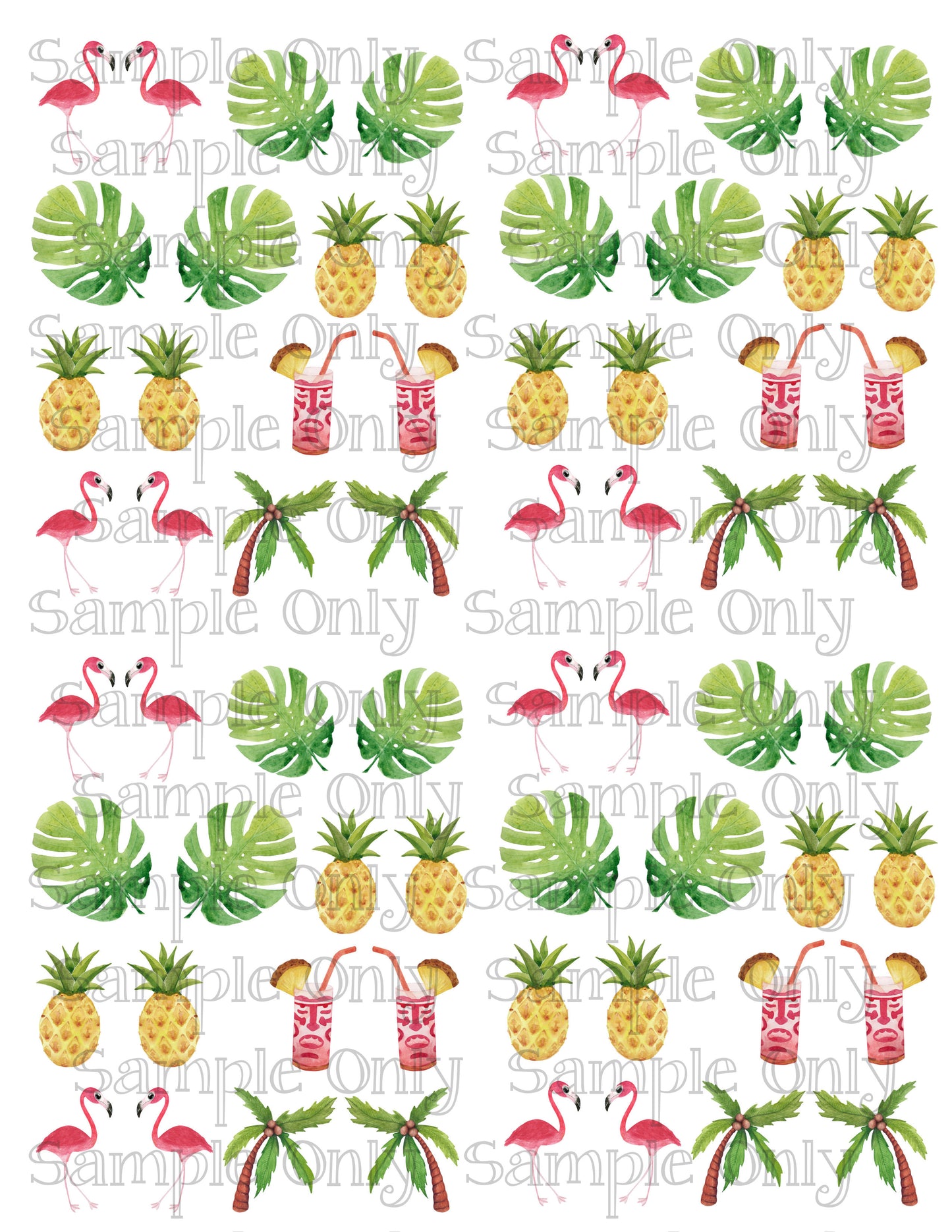 1 Inch Tropical Set 2 Image Transfer Sheet For Polymer Clay