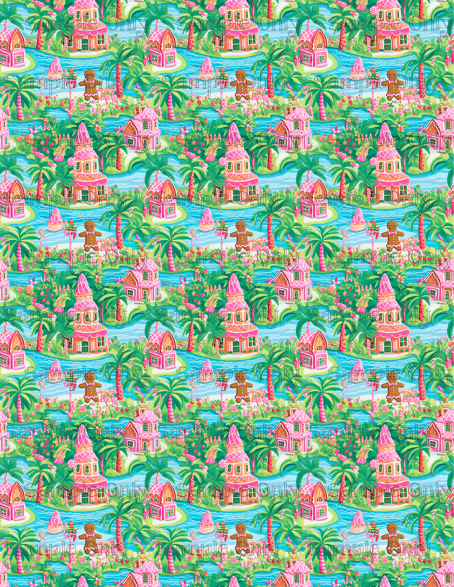 Tropical Gingerbread Pattern Image Sheet For Polymer Clay Transfer Decal DIGITAL FILE OR PRINTED