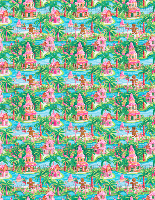 Tropical Gingerbread Pattern Image Sheet For Polymer Clay Transfer Decal DIGITAL FILE OR PRINTED