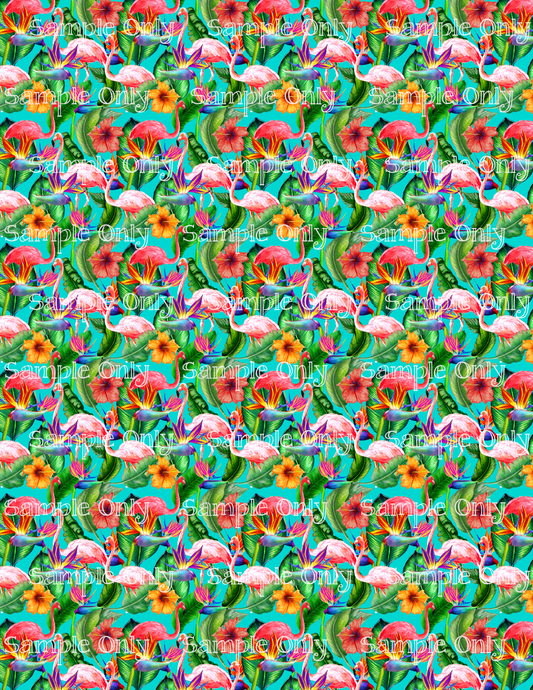 Tropical Flamingo Pattern Set 1 Image Transfer Sheet For Polymer Clay