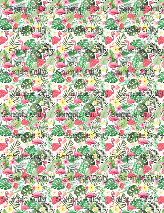 Tropical Flamingo Pattern Set 3 Image Transfer Sheet For Polymer Clay
