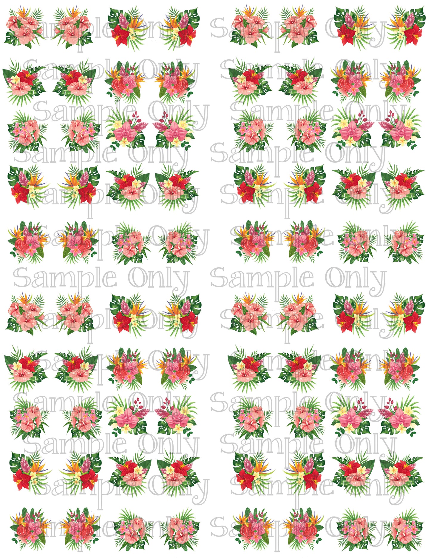 .75 Inch Tropical Floral Bursts Image Transfer Sheet For Polymer Clay