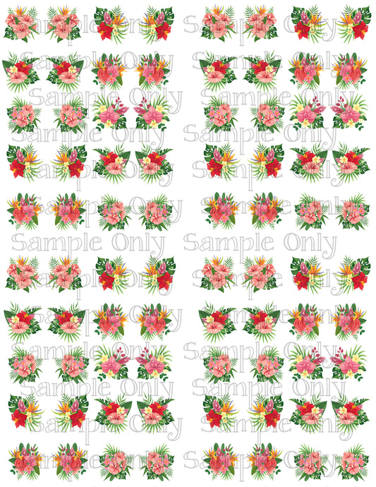 .75 Inch Tropical Floral Bursts Image Transfer Sheet For Polymer Clay